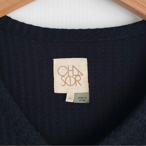 Chaser waffle thermal style fabric long sleeve shirt v-neck button detail size s - Picture 6 of 8